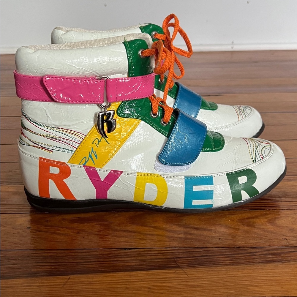 Statement RYD Multicolored High Top Sneakers - Rainbow Retro Vibe Size 10 - Picture 4 of 10